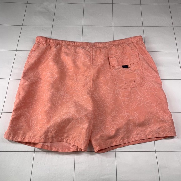 Vineyard Vines Shorts Mens XL Coral Orange Tropical Swim Trunks Lined Beach Pool - Picture 2 of 11